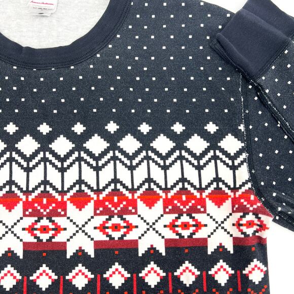 Hanna Andersson Adult Long John Top Organic Cotton Heritage Fair Isle Black Sz M - Picture 5 of 9